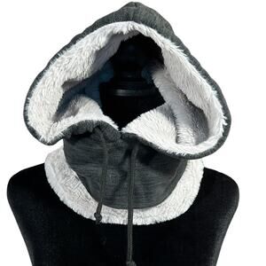 Soft Furry Hooded Head and Neck Warmer Faux Fur Drawstring